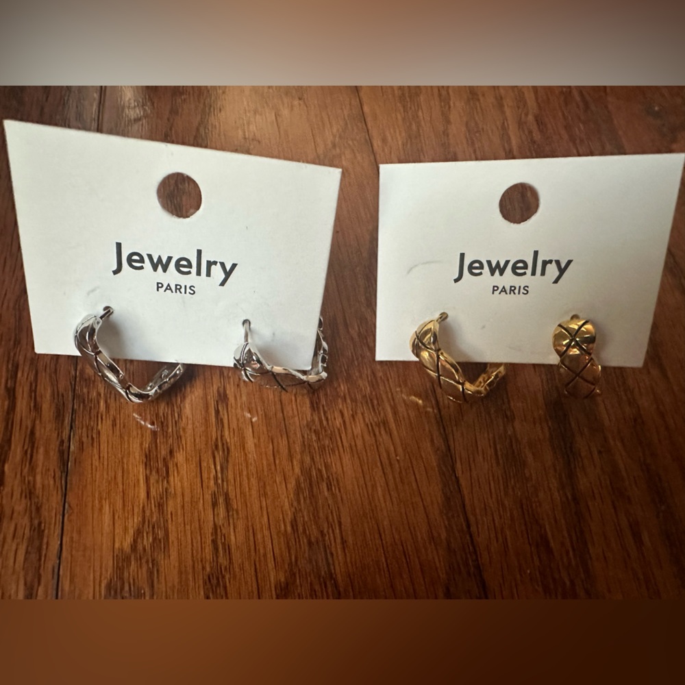 Non Tarnish Elegant Silver and Gold Earrings 2 Pairs - Picture 2 of 3